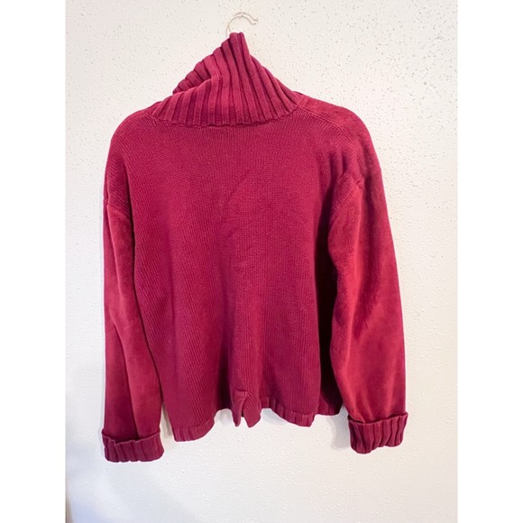 J. Jill Chunky Knit Red Turtleneck Sweater Size L - Picture 6 of 6